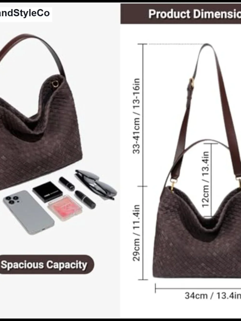 Woven Suede Hobo Bag Slouchy Shoulder Tote Purse with Detachable Crossbody Strap